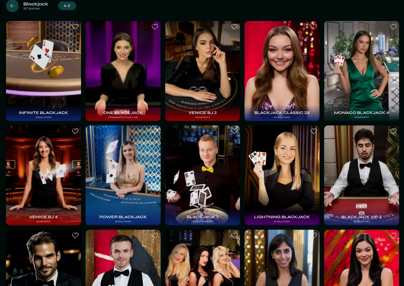 Schermata di accesso e giochi disponibili su Lex Casino