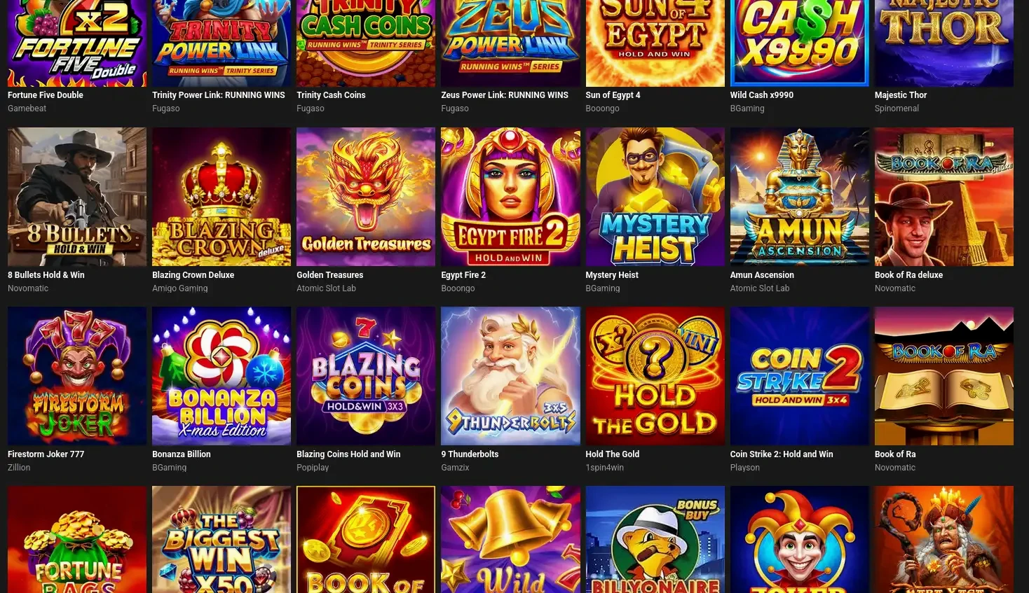 Panoramica dei giochi disponibili su Lex Casino dopo la registrazione